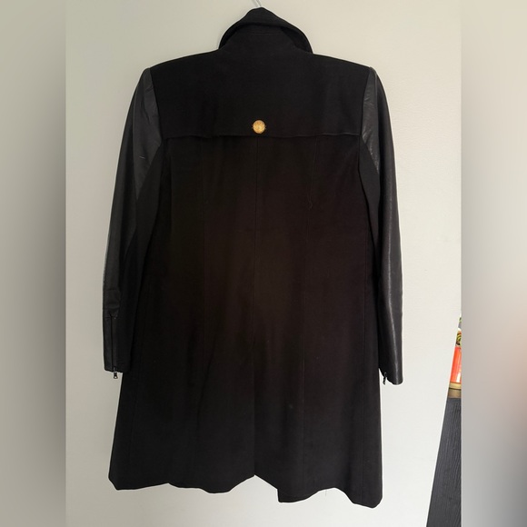 alice + olivia long coat with leather sleeves Small - Picture 2 of 5